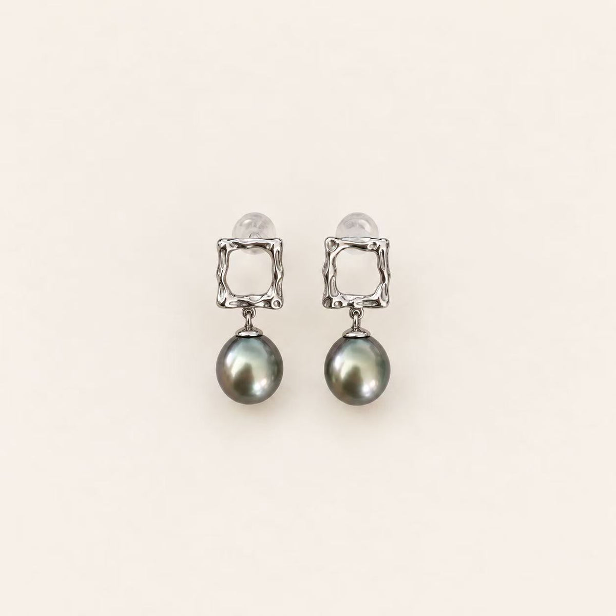 Mini Geometric Tahitian Pearl Stud Earrings
