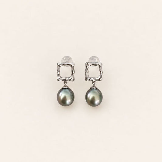 Mini Geometric Tahitian Pearl Stud Earrings