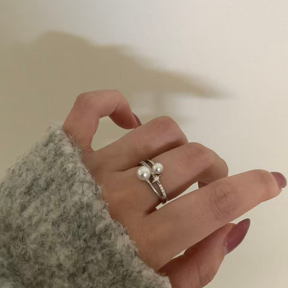 Freshwater Pearl Star Double Band Ring
