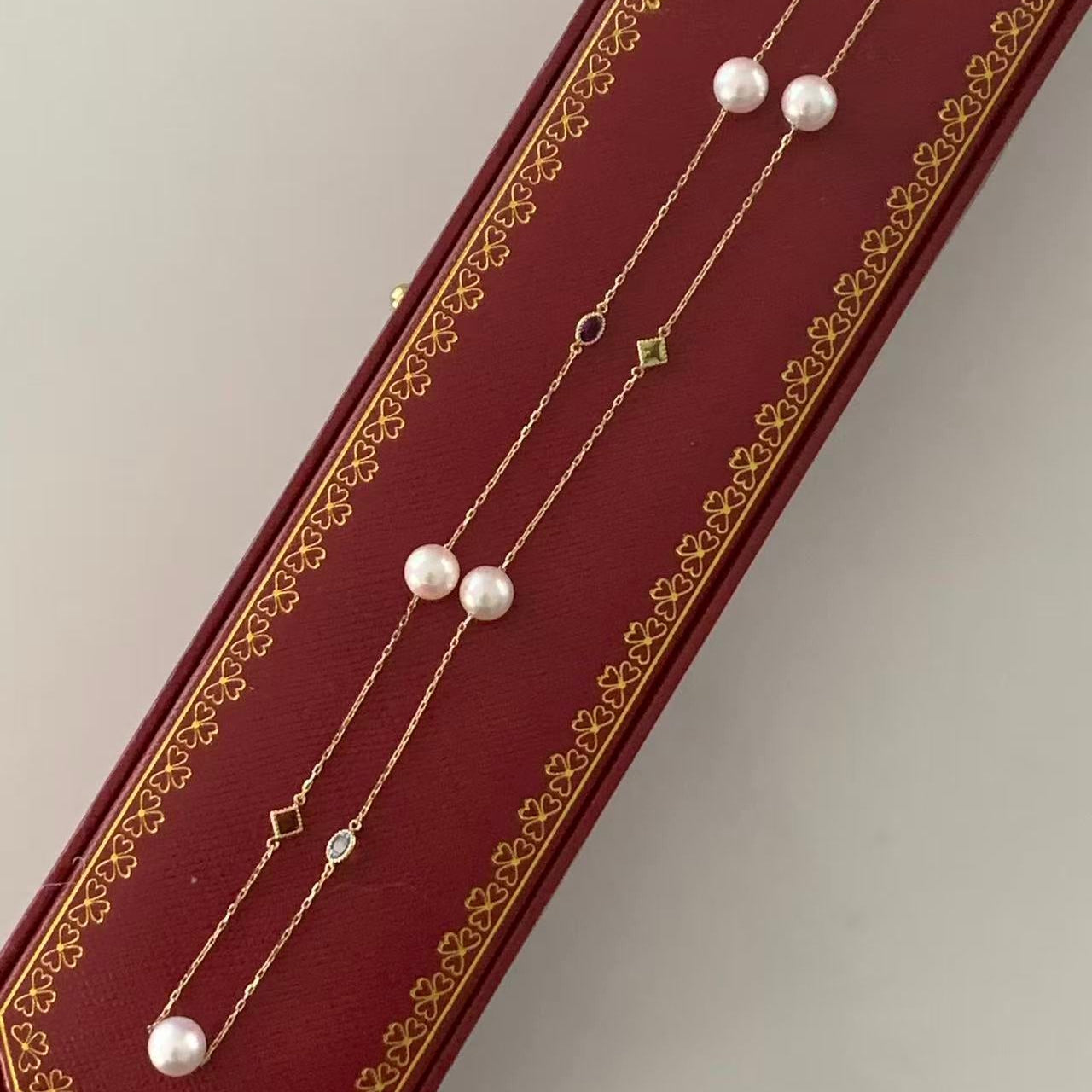 18K Gold Multi-Gemstone Akoya Pearl Starry Necklace