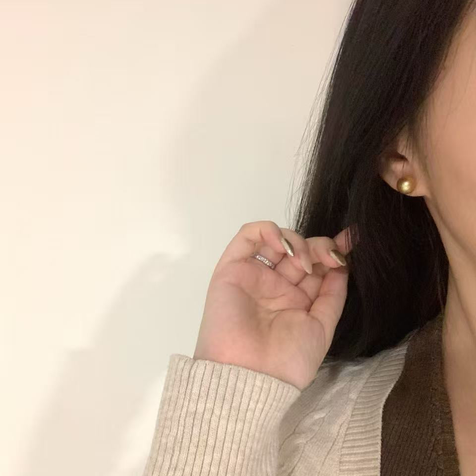 18K Gold South Sea Golden Pearl Stud Earrings