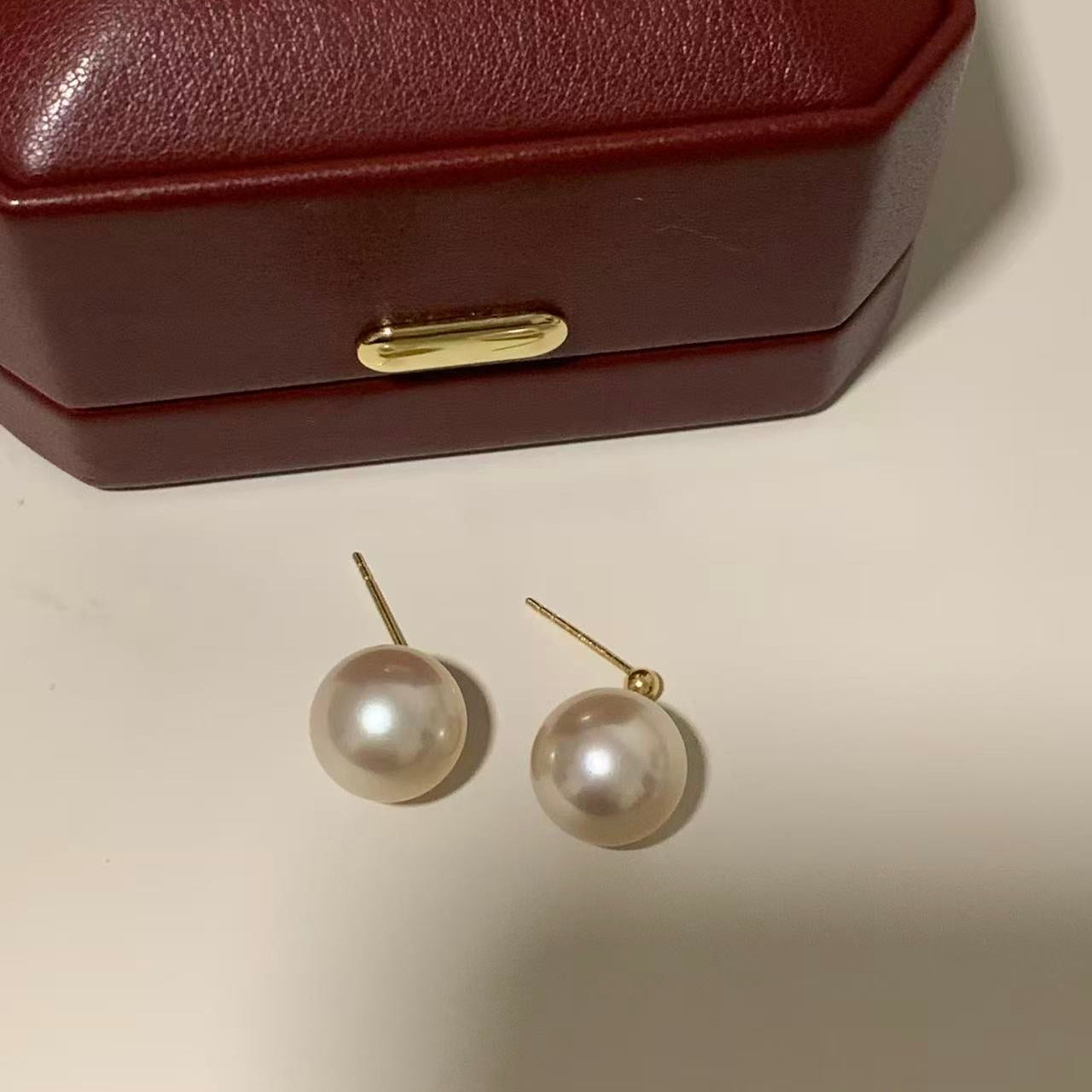 18K Gold South Sea Golden Pearl Stud Earrings