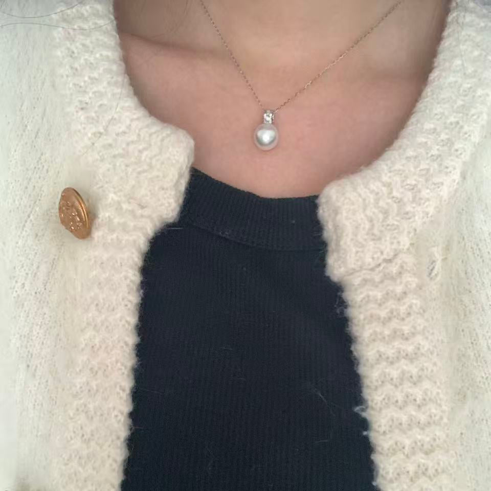 18K Gold Diamond Pattern Australian South Sea Necklace