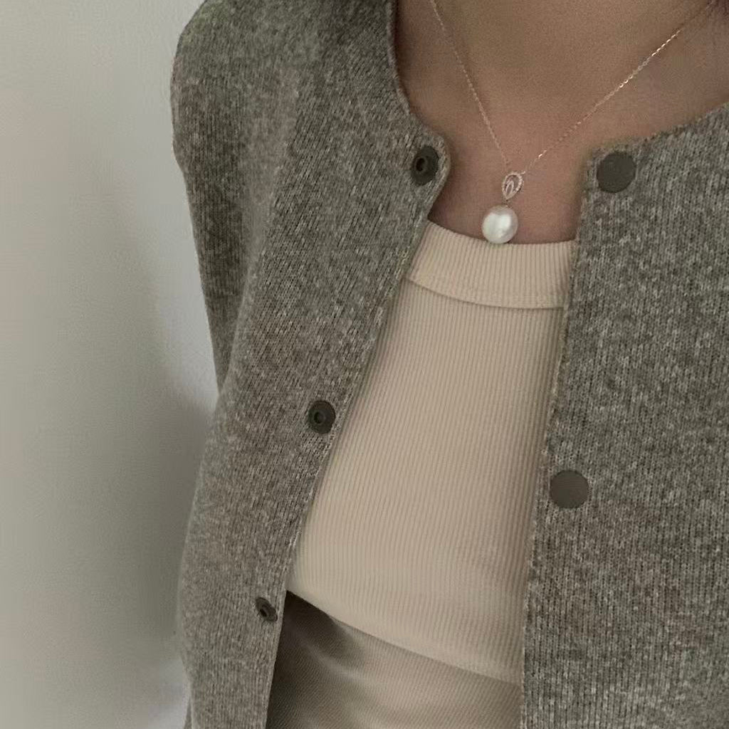 12-13mm 18K Gold Diamond Australian South Sea Necklace