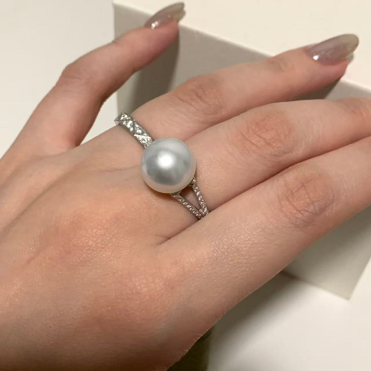 11-12mm Classic Diamond Australian South Sea Pearl Ring