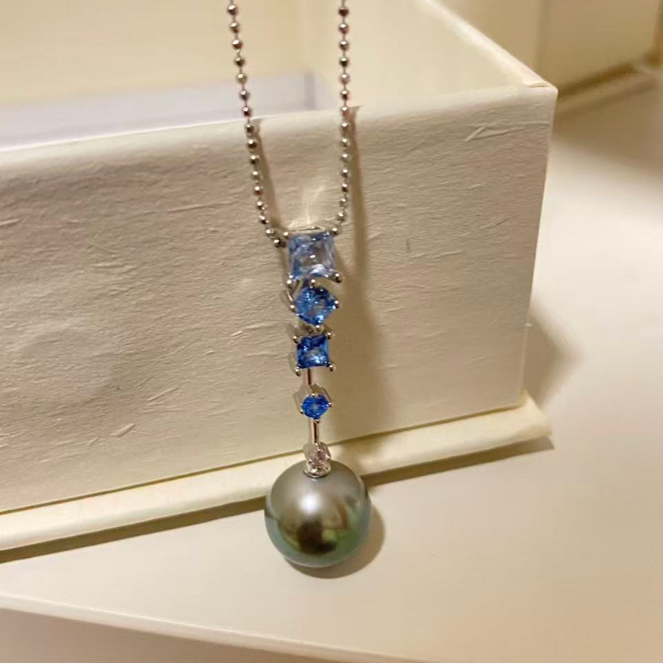 Blue ZirconTahitian Pearl Necklace