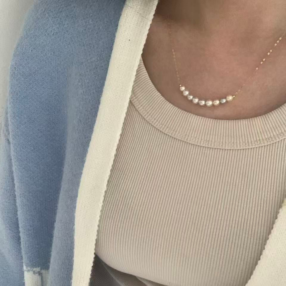 18K Gold Colorful Candy Akoya Pearl Necklace AN18K5550