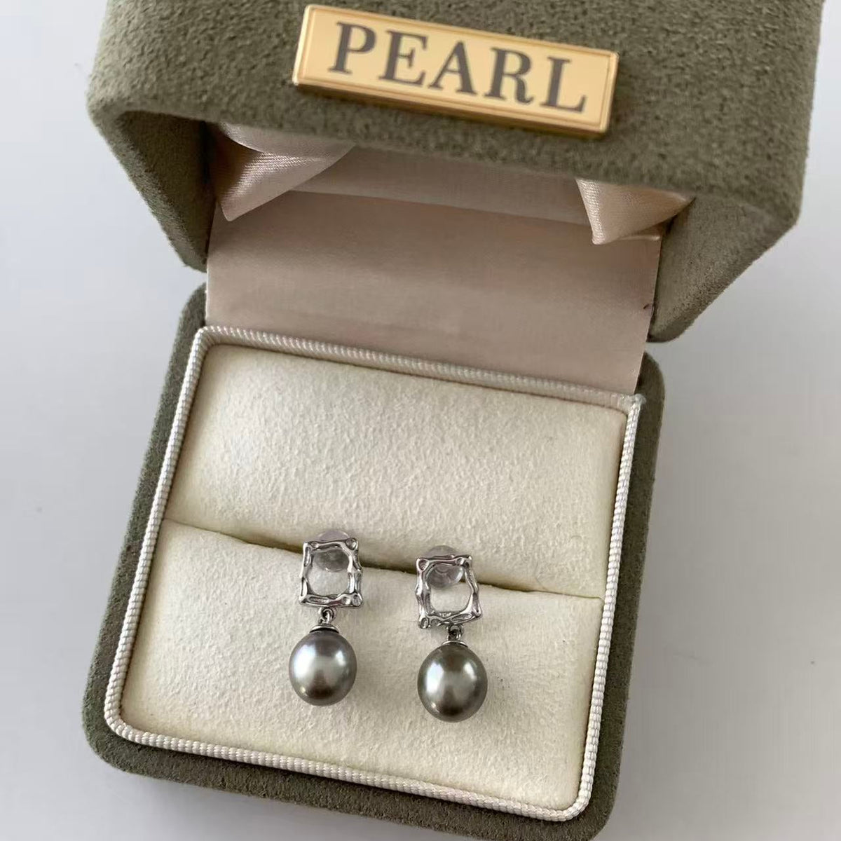 Mini Geometric Tahitian Pearl Stud Earrings