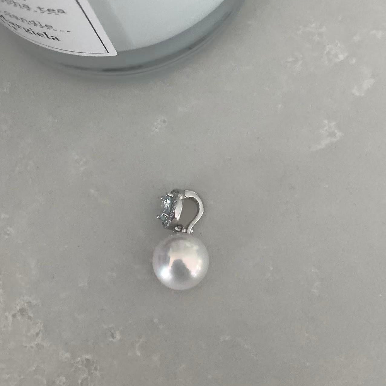 Aquamarine Zirconia Freshwater Pearl Necklace