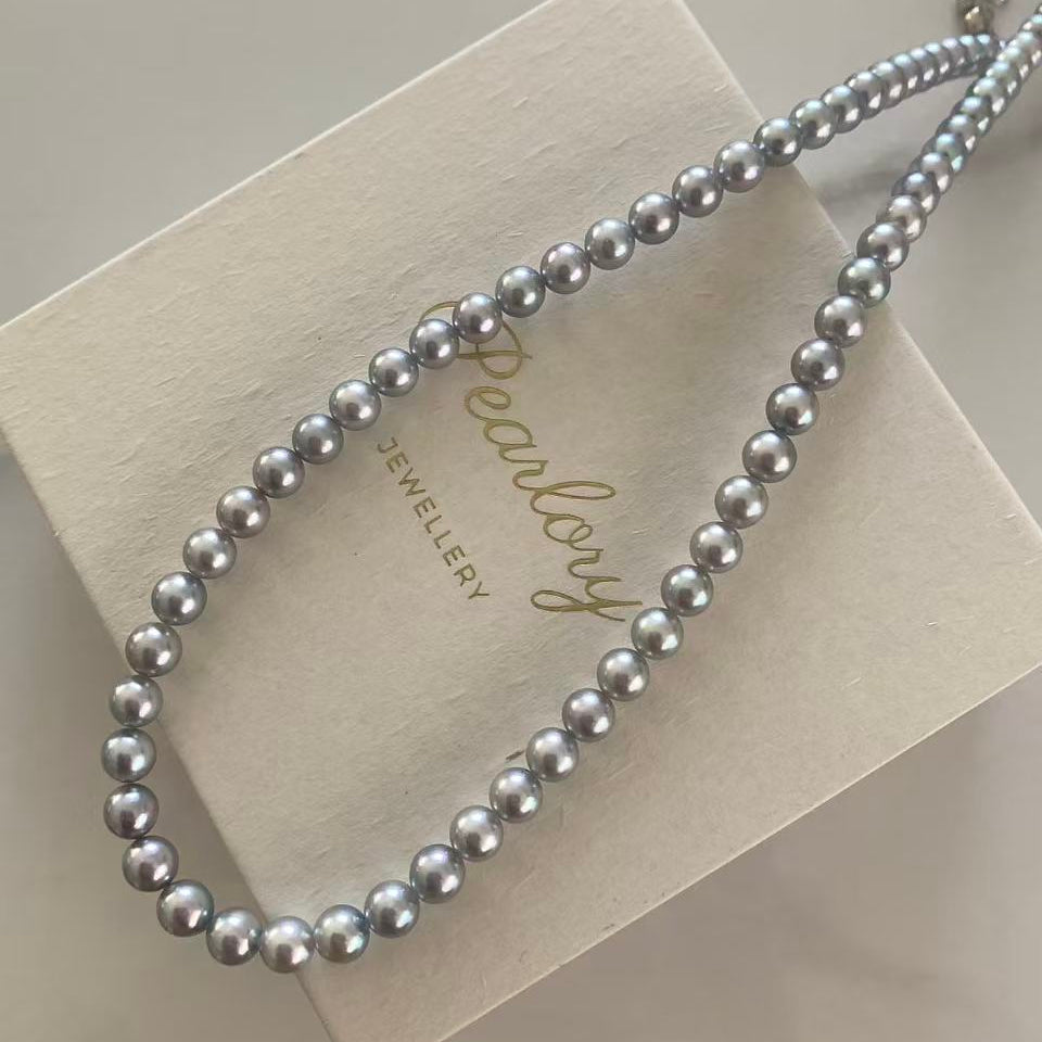 6-6.5mm Sky Mirror Akoya Gray Pearl Necklace
