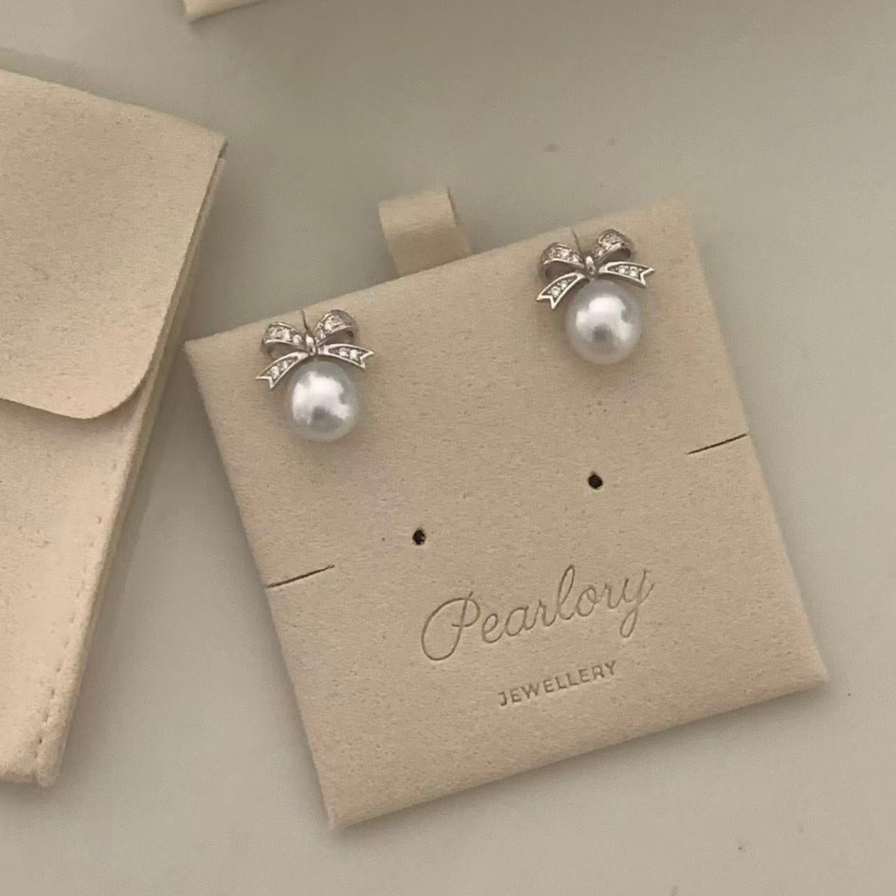 9-10mm Silver Blue Bow Australian South Sea Earrings