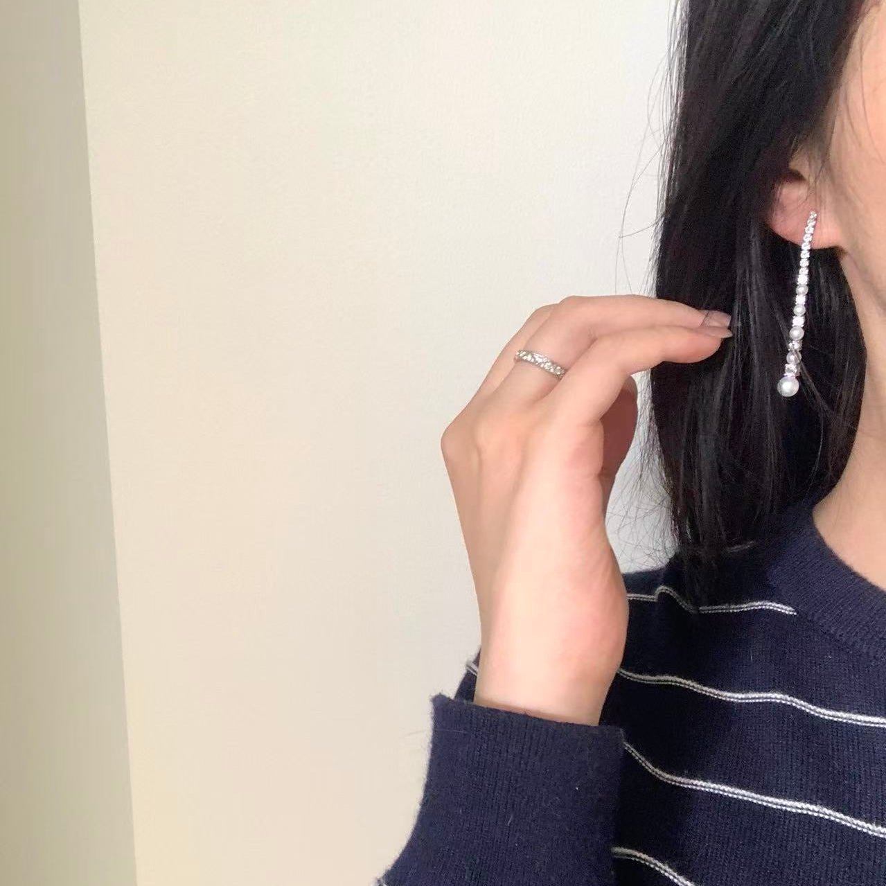 3.5-6mm Multi-pearl Tassel Earrings