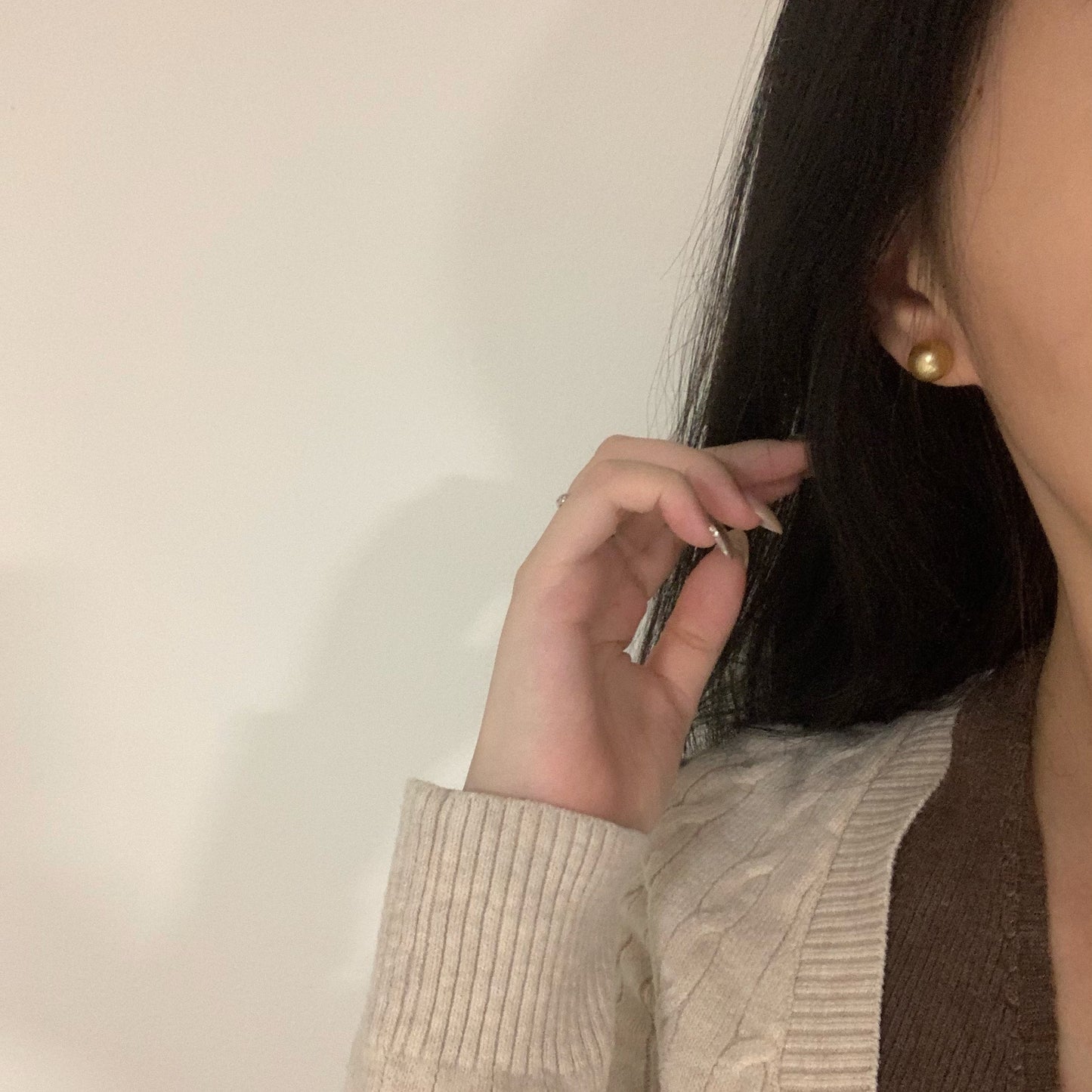 18K Gold South Sea Golden Pearl Stud Earrings