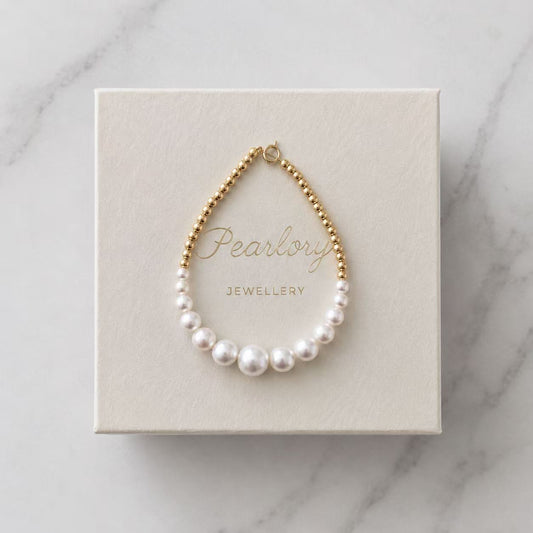 18K Yellow Gold Aurora Crescent Freshwater Pearl Bracelet