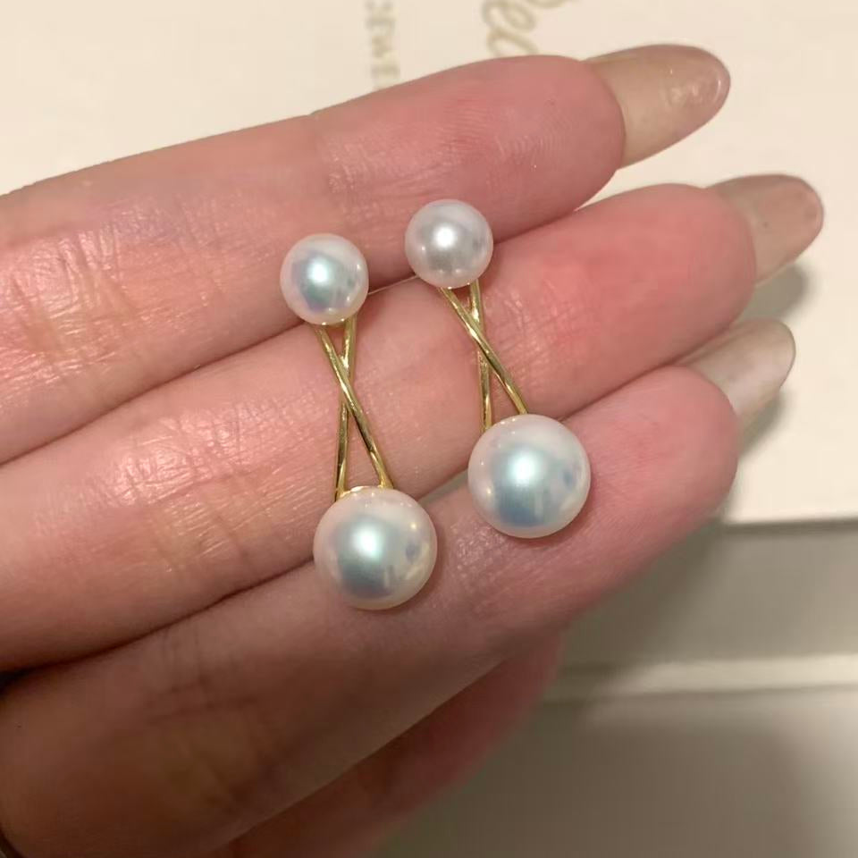 Cross-over Freshwater Pearl Earrings FESG0687