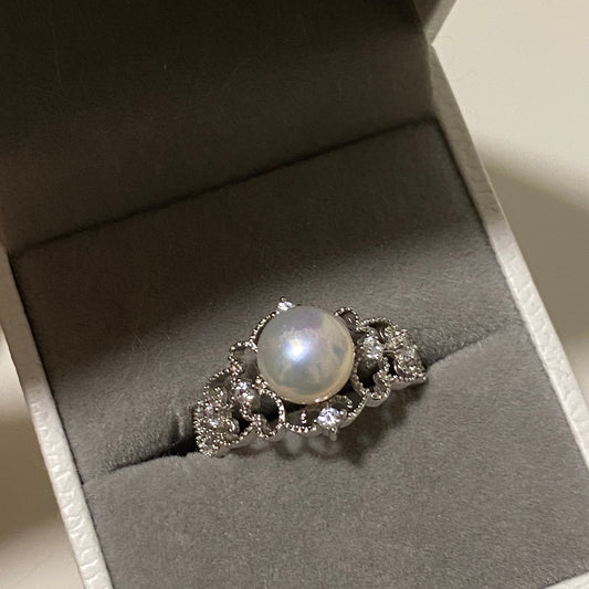 7-8mm Lace-Inspired Freshwater Pearl Ring FRS7700
