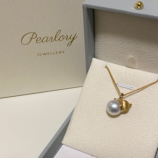 18K Gold Gourd Shaped Australian South Sea Pearl Necklace PESN18K1100