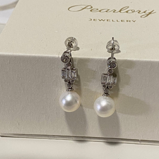 Long Geometric Freshwater Pearl Earrings FESZ9300