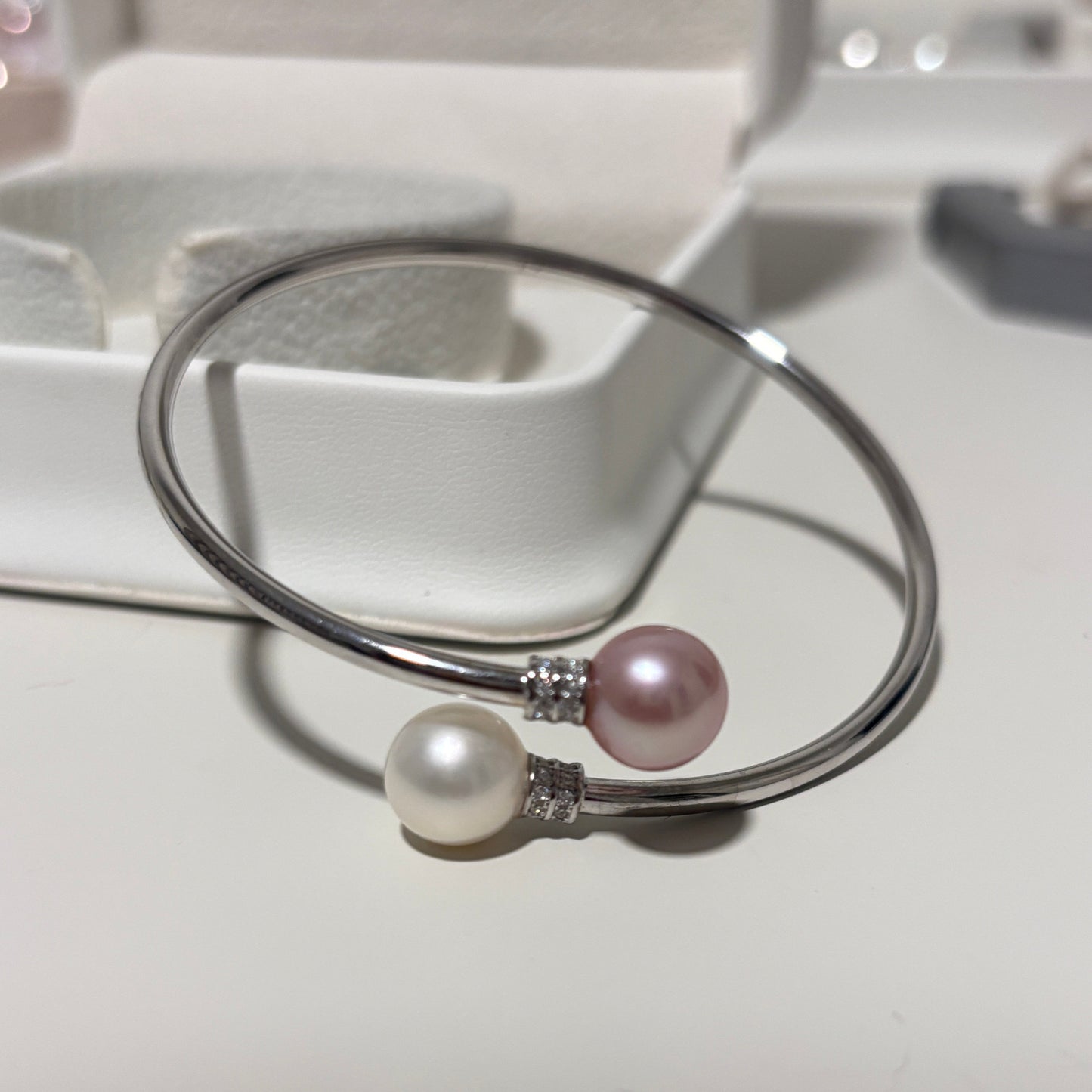 (Pre-order) Simple Double Freshwater Pearl Bracelet - Silver