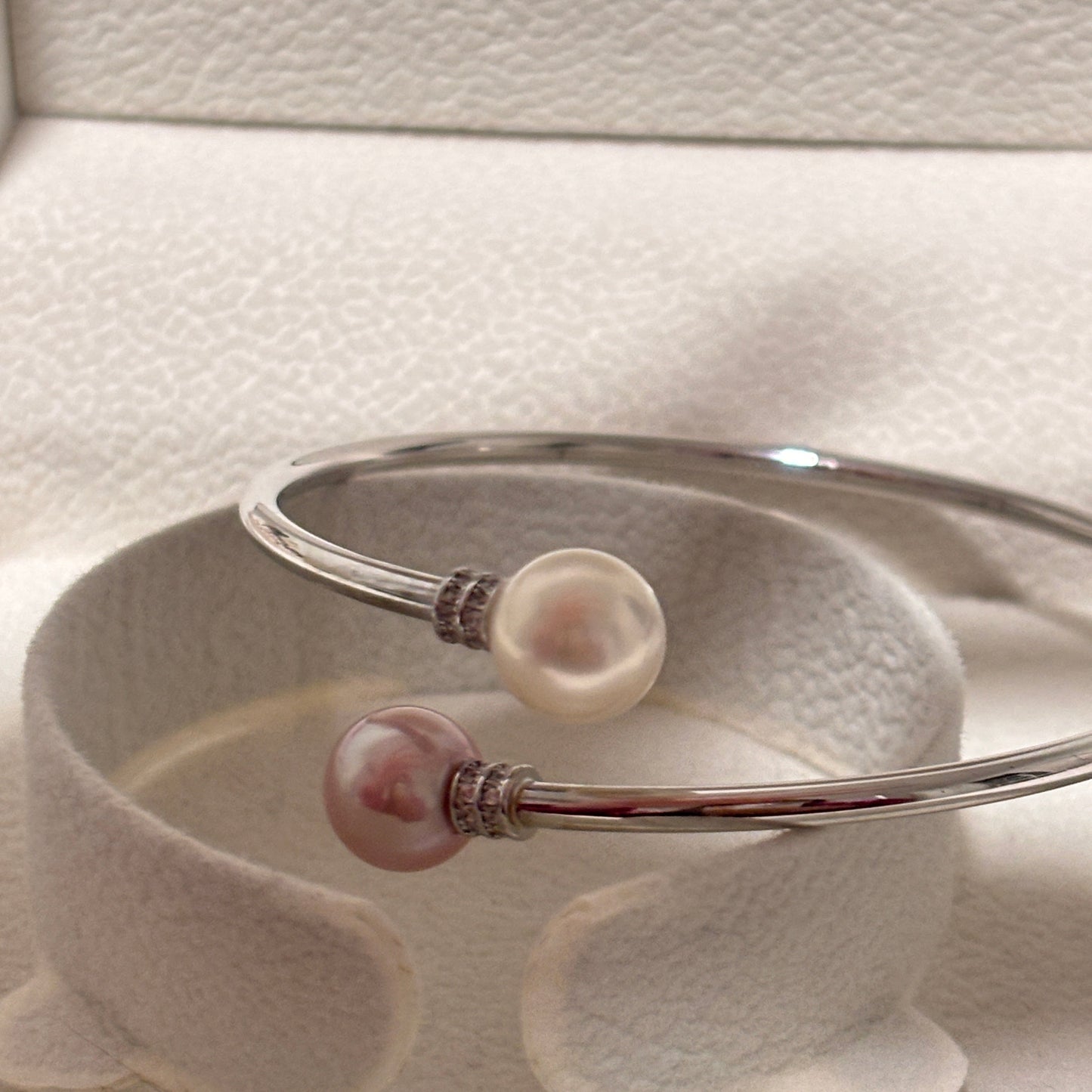 (Pre-order) Simple Double Freshwater Pearl Bracelet - Silver