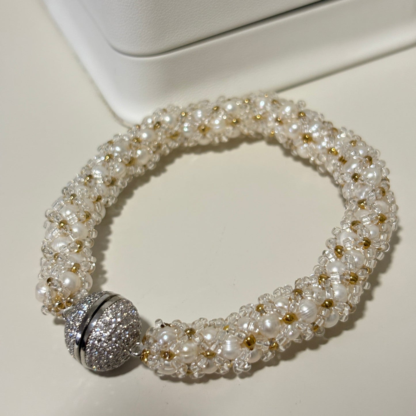 Hand-woven Aurora Freshwater Pearl Bracelet