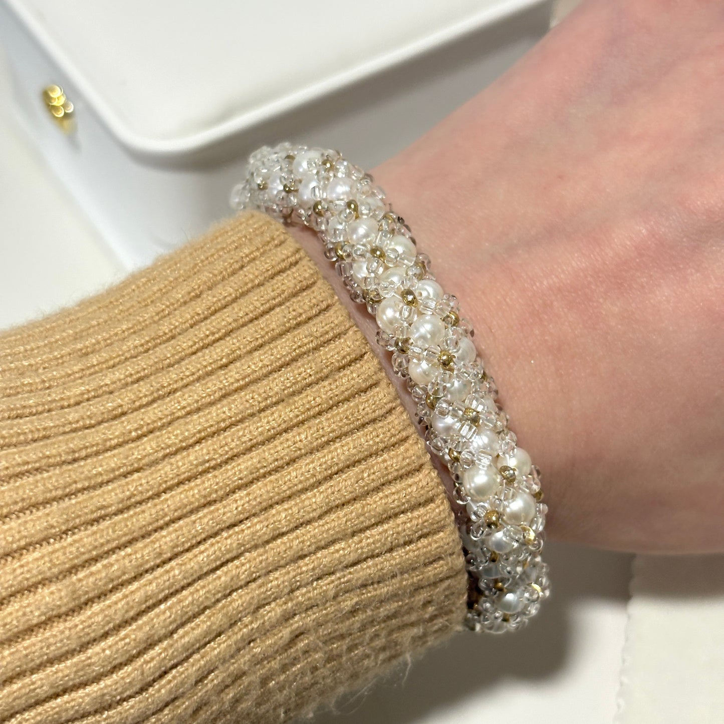 Hand-woven Aurora Freshwater Pearl Bracelet