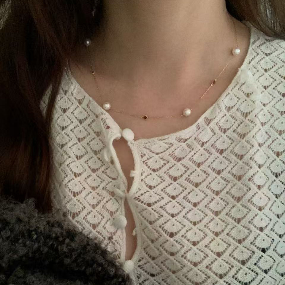 18K Gold Multi-Gemstone Akoya Pearl Starry Necklace