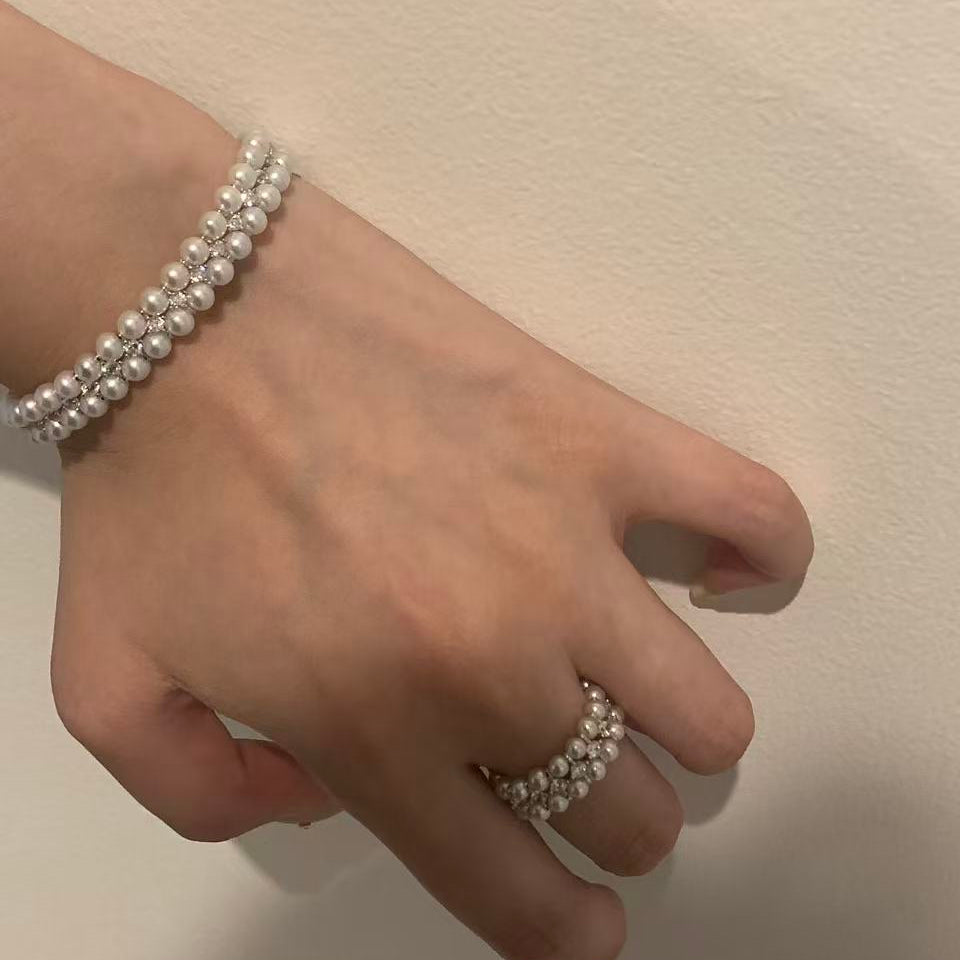 (Pre-order) Double-Row Aurora Freshwater Pearl Set FPPS012