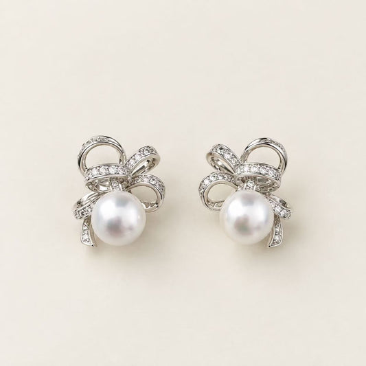 Ribbon Australian South Sea Pearl Stud Earrings