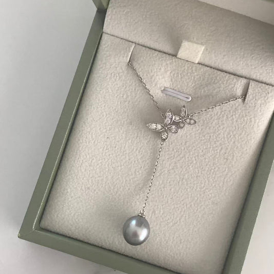 10mm Tahitian Pearl Butterfly Y Necklace