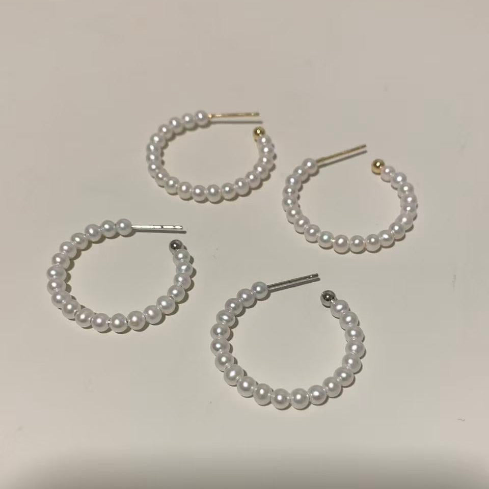 4mm Aurora Freshwater C-Shaped Earrings