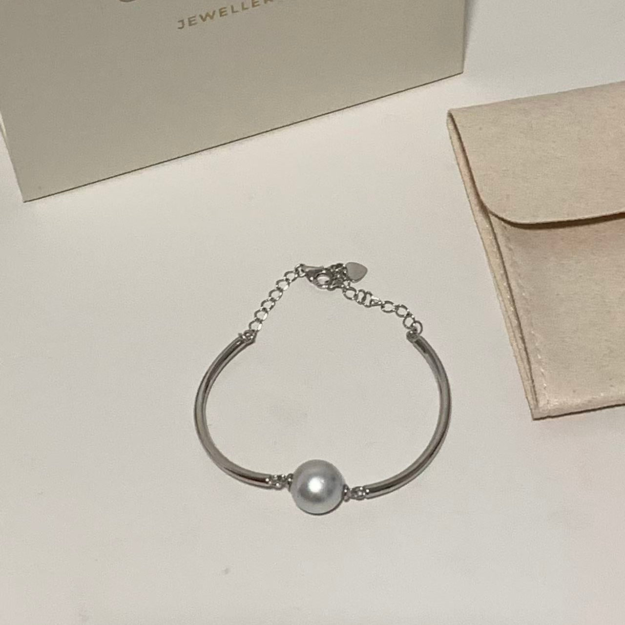 10-11mm Australian South Sea Single Pearl Bracelet - Silver