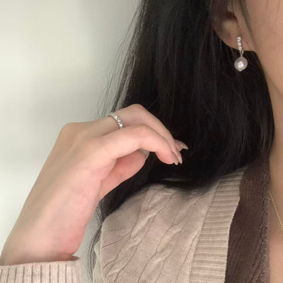 Akoya Pearl Bar Stud Earrings