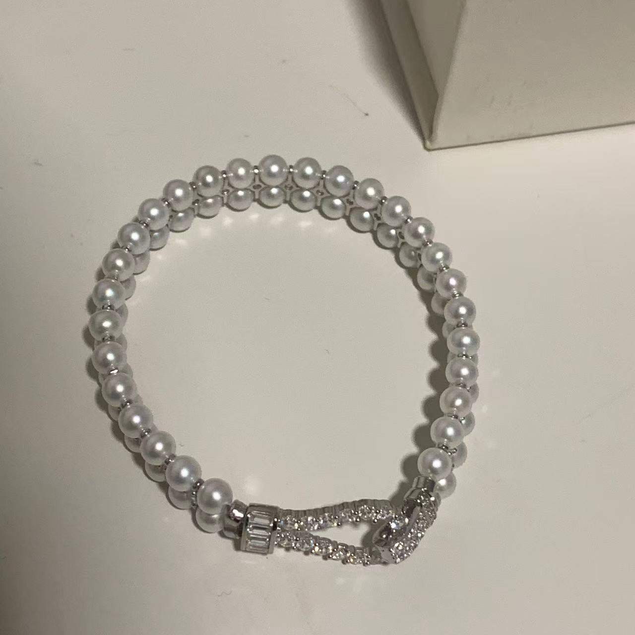 (Pre-order) 4-4.5mm Aurora Double-Row Freshwater Pearl Bracelet