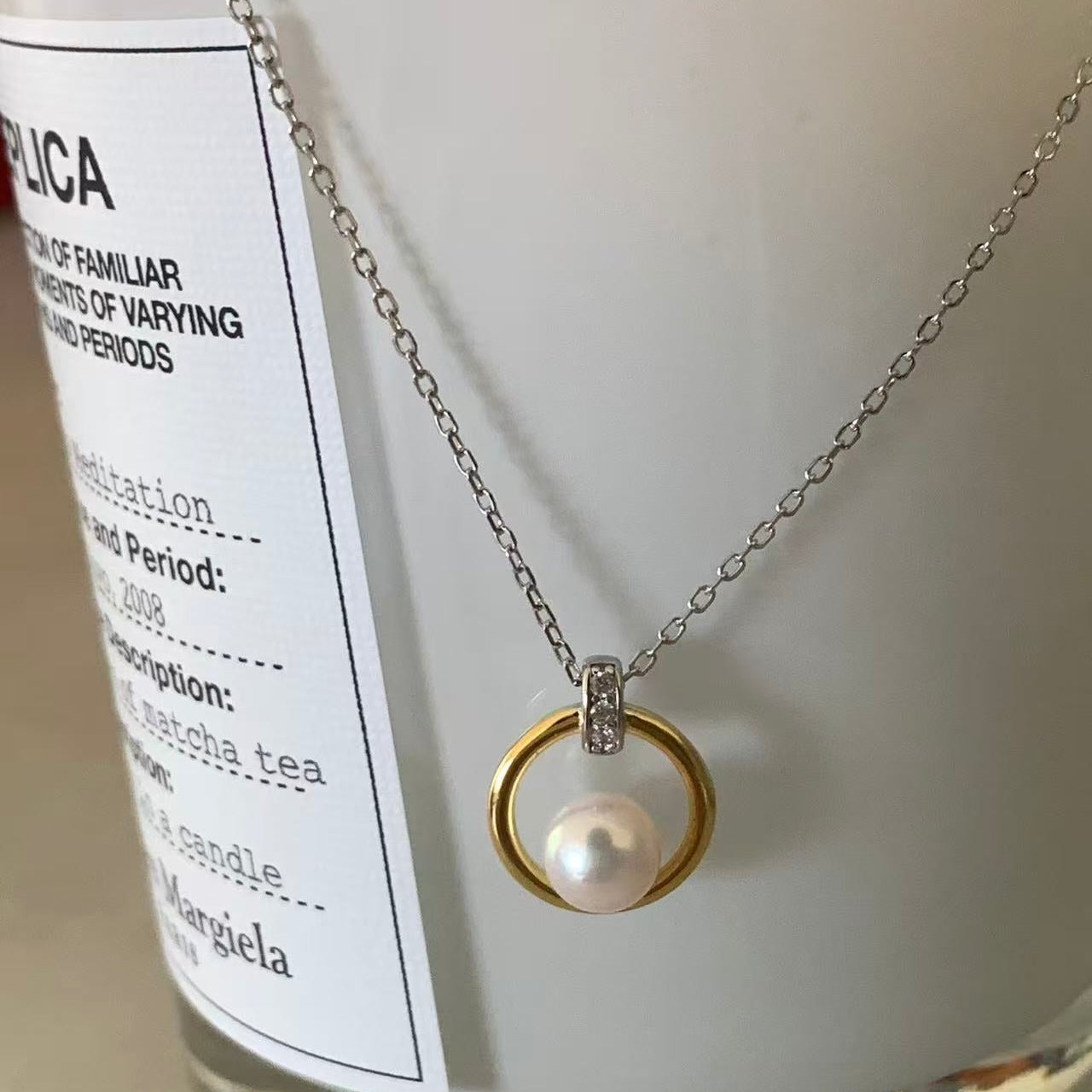 Akoya Pearl Double Halo Necklace