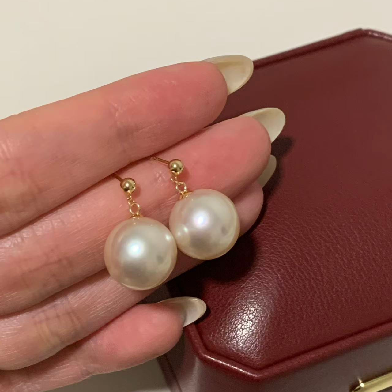 18K Gold South Sea Golden Pearl Stud Earrings
