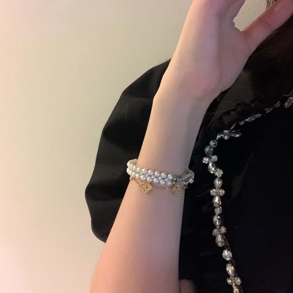 (Pre-order) 4-4.5mm Aurora Double-Row Freshwater Pearl Bracelet