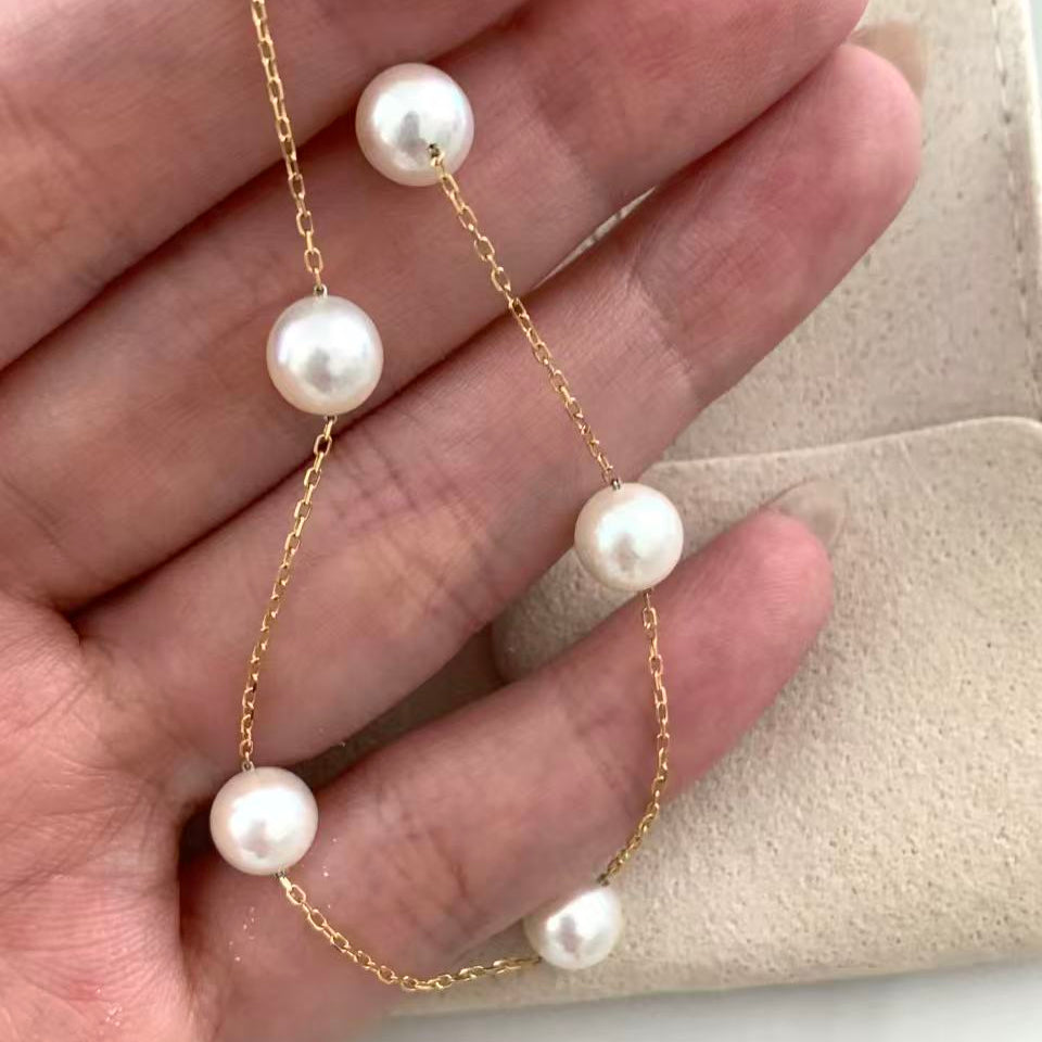 18K Gold Gypsophila Akoya Pearl Bracelet  AB18K0700