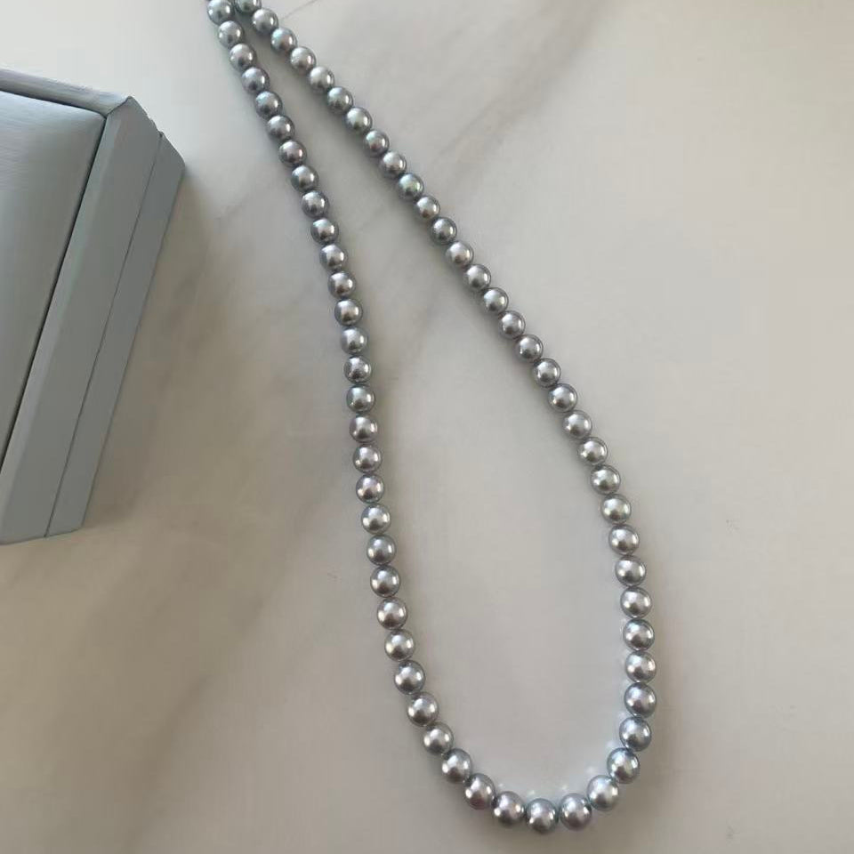 6-6.5mm Sky Mirror Akoya Gray Pearl Necklace
