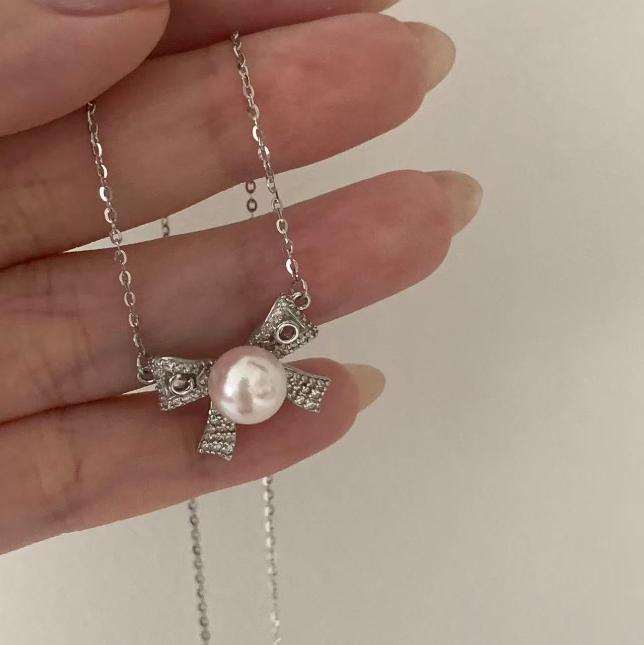 8mm Butterfly Bow Akoya Pearl Necklace