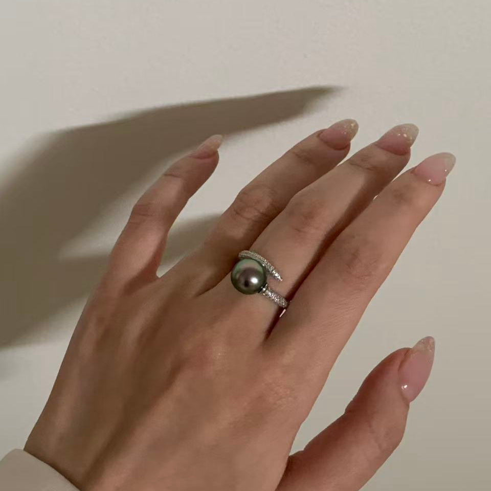 Tahitian Peacock Green Pearl Nail Ring