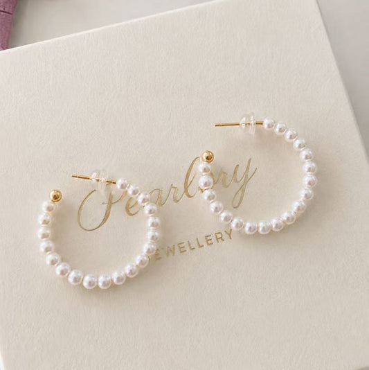4mm Aurora Freshwater C-Shaped Earrings