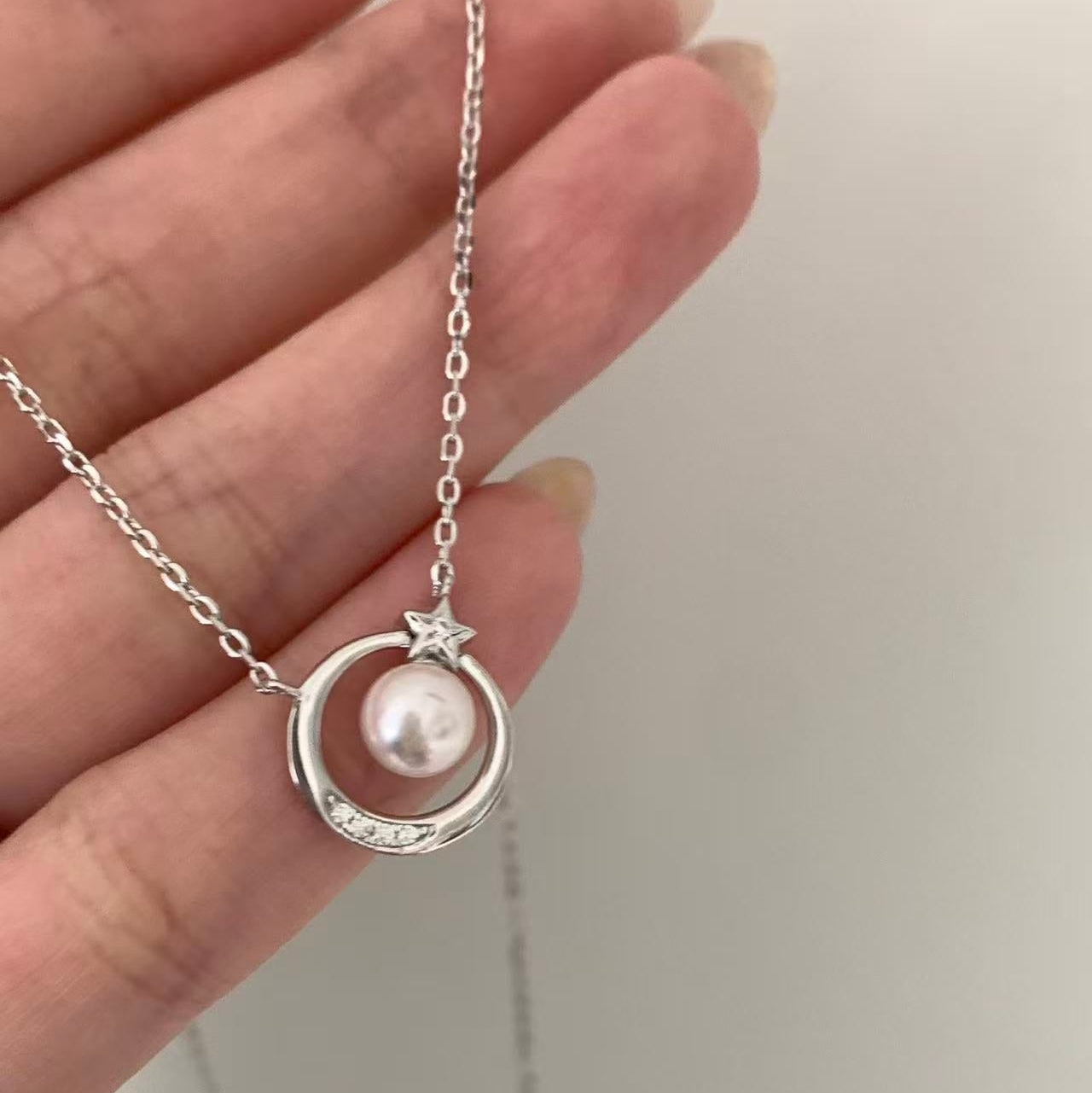 (Pre-order) Akoya Star Moon Necklace - Silver