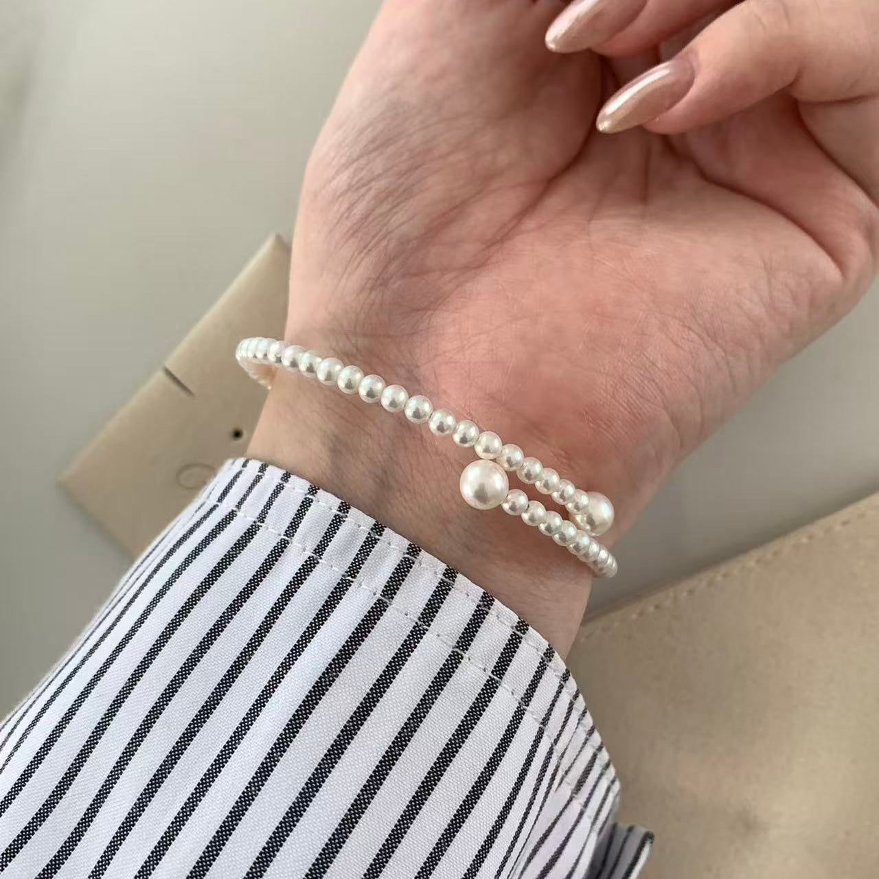 3.5-6mm Premium Freshwater Pearl Spring Bracelet