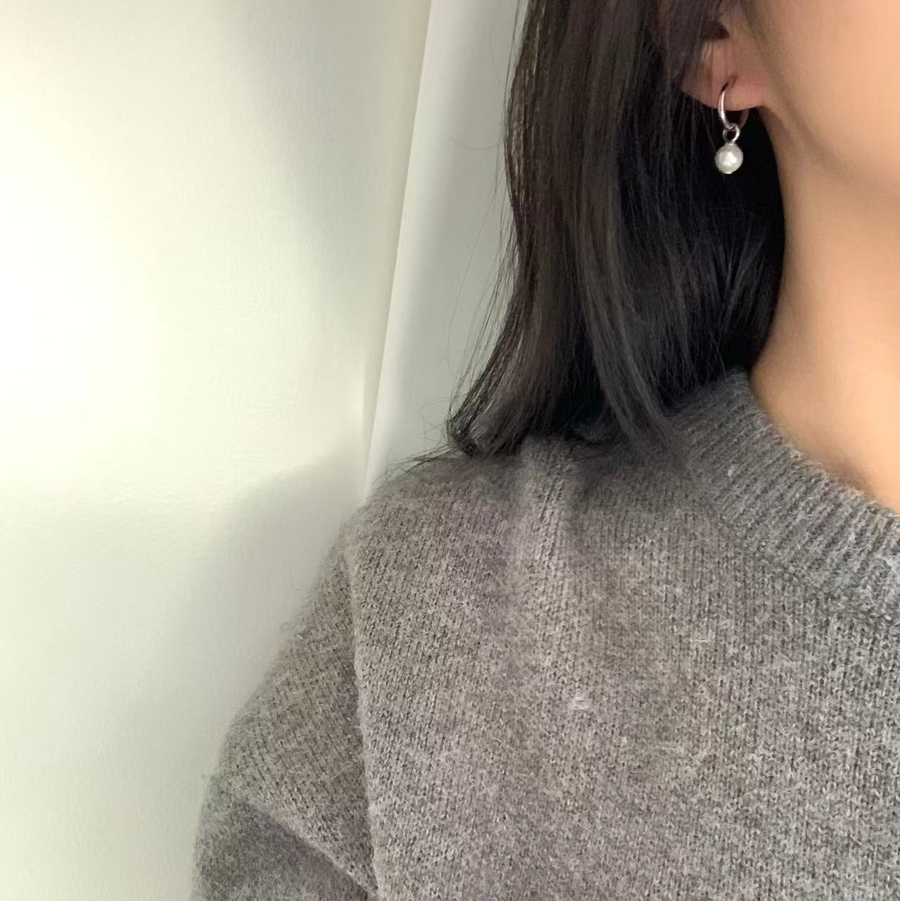 7-7.5mm Akoya Pearl Hoop Earrings