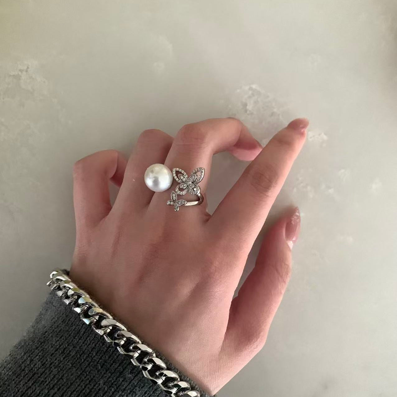 10-11mm Twin Butterfly Australian South Sea Pearl Ring