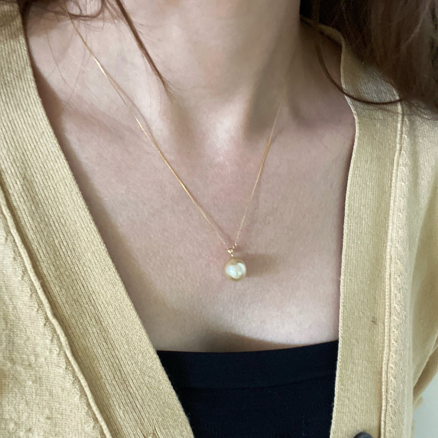 Drop-shaped South Sea Golden Pearl Necklace GND18K1112