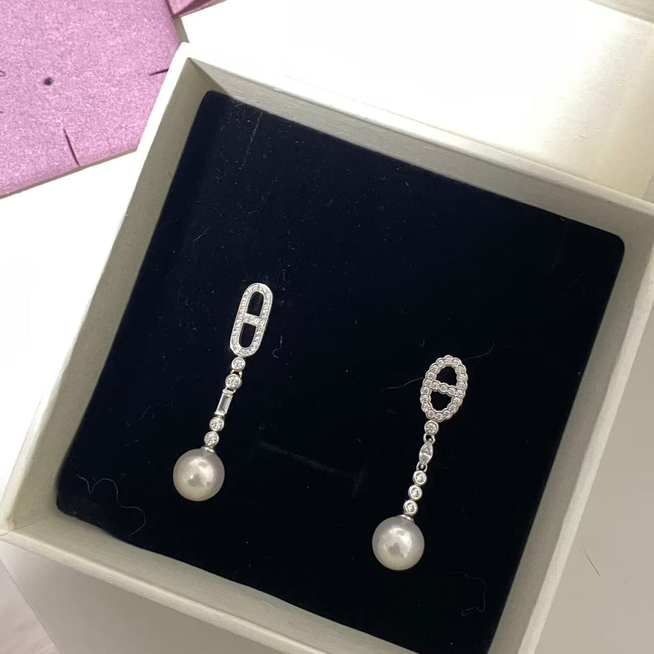 9-10mm Style A/B Freshwater Pearl Curb-Link Earrings