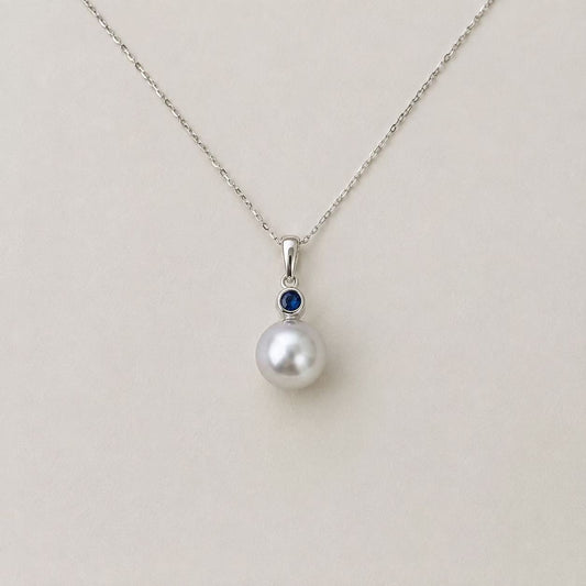 18K Gold Sapphire Australian South Sea Pearl Necklace