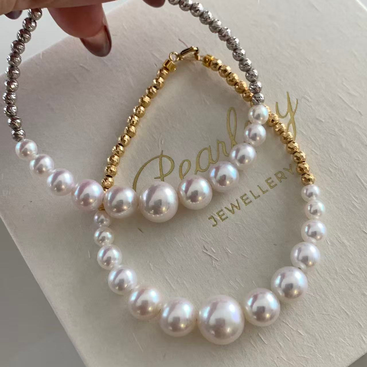 18K Yellow Gold Aurora Crescent Freshwater Pearl Bracelet